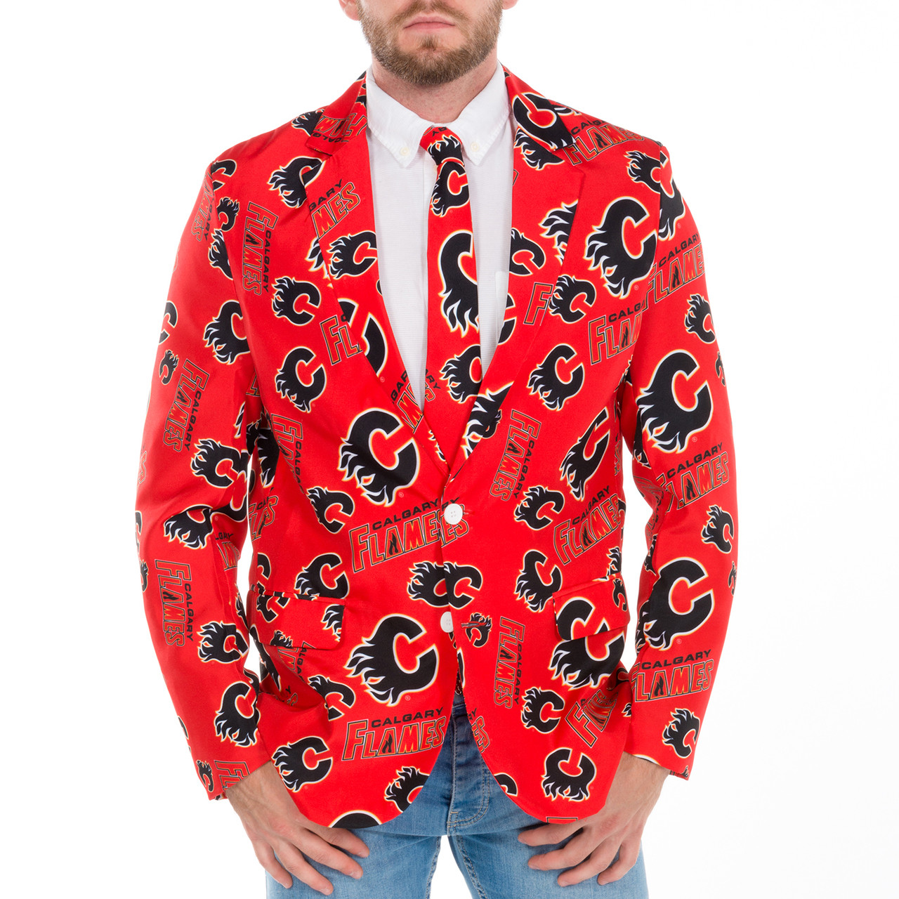 Calgary Flames Suit Jacket and Tie | RetroFestive.ca