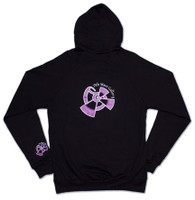 Black zipper front American Apparel Hoodie with purple 9th Wave Gallery Logo - Back View