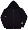 Black zipper front American Apparel Hoodie with Green 9th Wave Gallery Logo.