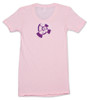 Pink American Apparel Women's Tee Shirt with purple 9th Wave Gallery Logo.