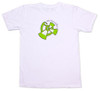 White American Apparel Men's Tee Shirt with green 9th Wave Gallery Logo.
