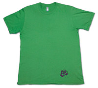 Green American Apparel Men's Tee Shirt with purple 9th Wave Gallery Logo.