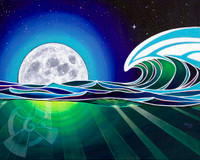 The moon has a large impact on the ocean, creating large tidal changes throughout the world. During the full moon phase, those changes are at their greatest, and also aiding in larger waves.