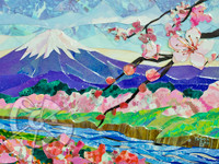 Part of a new collage series of Japanese Sakura Blossom inspired by and created during Patricks most recent trip to Japan in the Spring of 2014. Every spring the Sakura trees flower all across Japan in a beautiful display of millions of cherry blossoms. Astounded by the beauty of the sights and smells of the Sakura season Patrick was also inspired to create this series during a visit to the Sato Sakura Museum in Nakameguro, Tokyo where he was influenced by by the great Japanese masters including Katsushika Hokusai.
