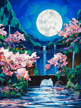 Moon Blossom Sakura Collage - Sukura Series #3 by Patrick Parker