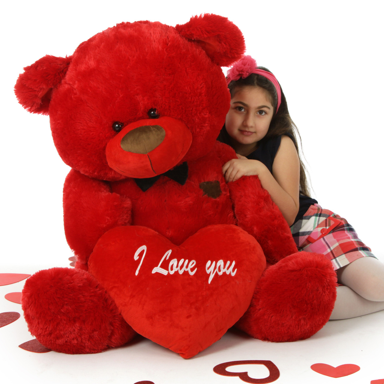 Big Red Valentines Teddy Bear with bow tie and plush I 