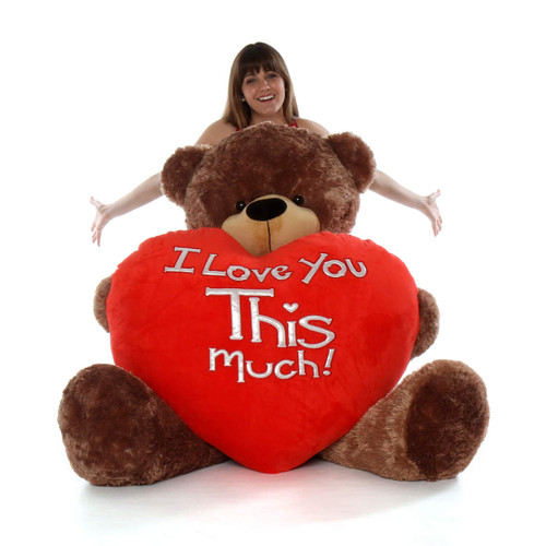 5ft Life Size Stuffed Monkey Big Daddy with I love you heart pillow from Giant Teddy brand