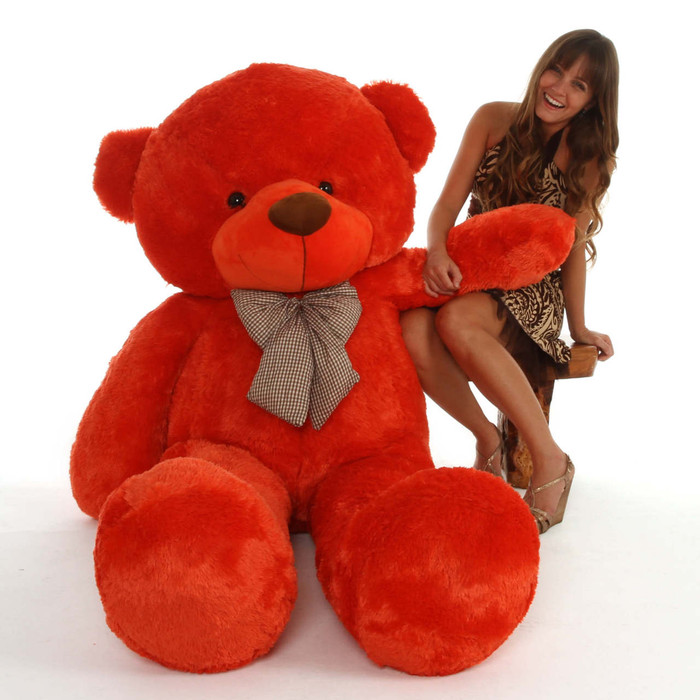 6ft Life Size Teddy Bear Lovey Cuddles has beautiful orange red fur