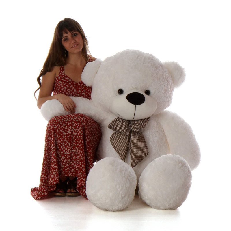 Coco Cuddles 55" Huge White Stuffed Teddy Bear - Giant Teddy Bear