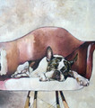 PRINT Boston Terrier on Red Chair by Jenni Cator
