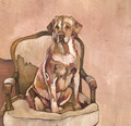 PRINT Yellow Labrador on Ornate Chair by Jenni Cator