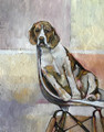 ORIGINAL Beagle on White Plastic Chair by Jenni Cator