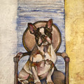 ORIGINAL French Bulldog on Ornate Chair by Jenni Cator