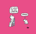   At Least the Dog Loves Me (Pink) 'Off the Leash' print by Rupert Fawcett (available in three sizes prices  £42 to £97)