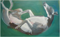 Rolling Whippet an Oil Painting by Sally Muir