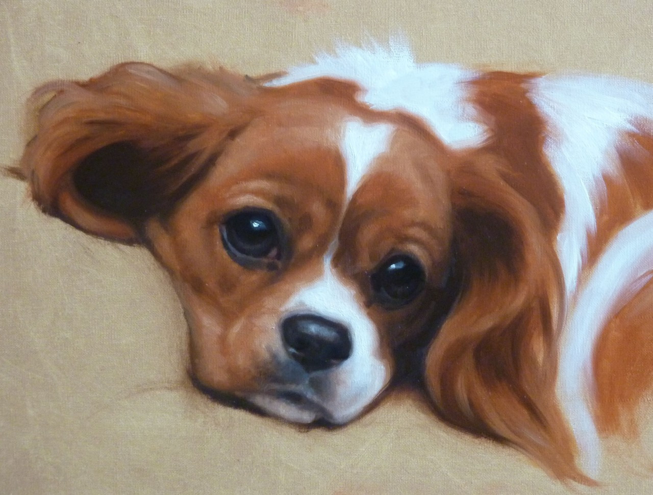 cavalier king charles spaniel painting