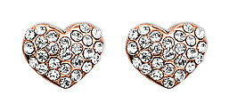 Pilgrim Crystal Heart Stud Earrings Rose Gold Plated