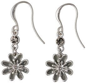 Pilgrim Flower Rosa Silver Plated Blue Drop Earrings 24133-6213