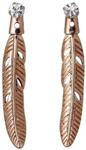 Pilgrim Feather 2 In 1 Stud Earrings Rose Gold Plated 31141-4013