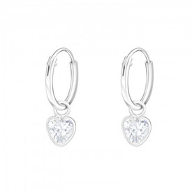 925 Sterling Silver Hoop Earrings Swarovski Crystal Elements  + Gift Bag