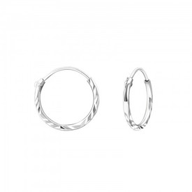 925 Sterling Silver Bali Hoop Earrings 12mm  + Gift Bag