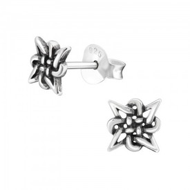 925 Sterling Silver Celtic Knot Stud  Earrings 7mm Diameter + Gift Bag