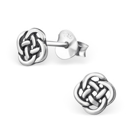 925 Sterling Silver Celtic Knot Stud  Earrings 5mm x 5mm + Gift Bag