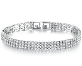 Rhinestone Bracelet Silver Plated CZ AAA Diamante 18cm  + Gift Bag Bridal/Wedding