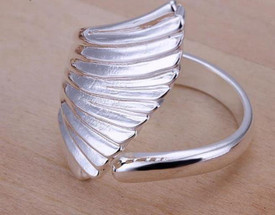 925 Sterling Silver Angel Wing Ring Adjustable + Gift Bag