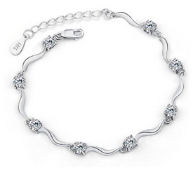 925 Sterling Silver Four Claw Crystal CZ Bracelet