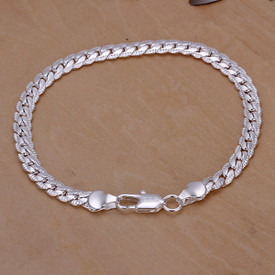 925 Sterling Silver Snake Flat 5mm Bracelet
