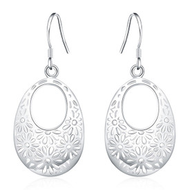 925 Sterling Silver Hollow Leaf Drop Earrings