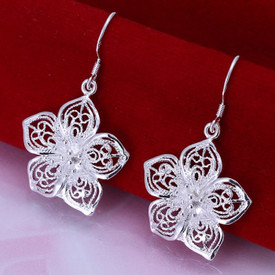 925 Sterling Silver Vintage Flower Drop Earrings