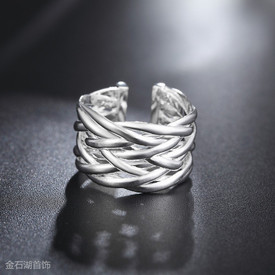925 Sterling Silver Woven Ring Adjustable