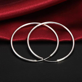 925 Sterling Silver Hoop/Sleeper Round 60mm Earrings