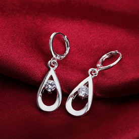 925 Sterling Silver Drop Dangle Earrings CZ Crystal inset