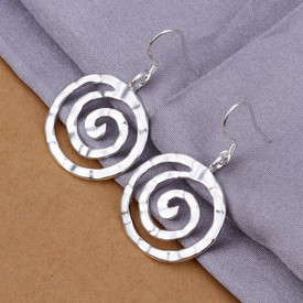 925 Sterling Silver Squiggle Spiral Drop Earrings  + Gift Bag