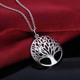 Tree of Life 925 Stamped Sterling Silver Pendant Necklace 45cm  + Gift Bag