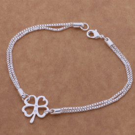 925 Stamped Sterling 4 Leaf Clover Bracelet 20cm  + Gift Bag