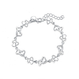 925 Sterling Silver Hearts Charm Bracelet 20cm + Gift Bag