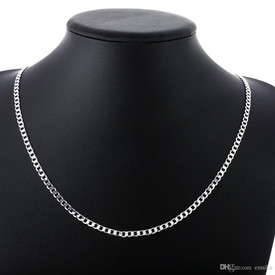 925 Stamped Sterling Silver Curb Chain Necklace Man/Woman 45cm  + Gift Bag