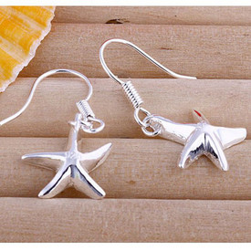 925 Sterling Silver Starfish Drop Dangle Earrings Hook  + Gift Bag