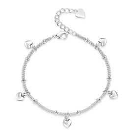 925 Sterling Silver Hearts Bracelet 17cm + Adjuster + Gift Bag