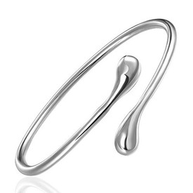 925 Sterling Silver Tear Drop Bangle Open Adjustable  + Gift Bag