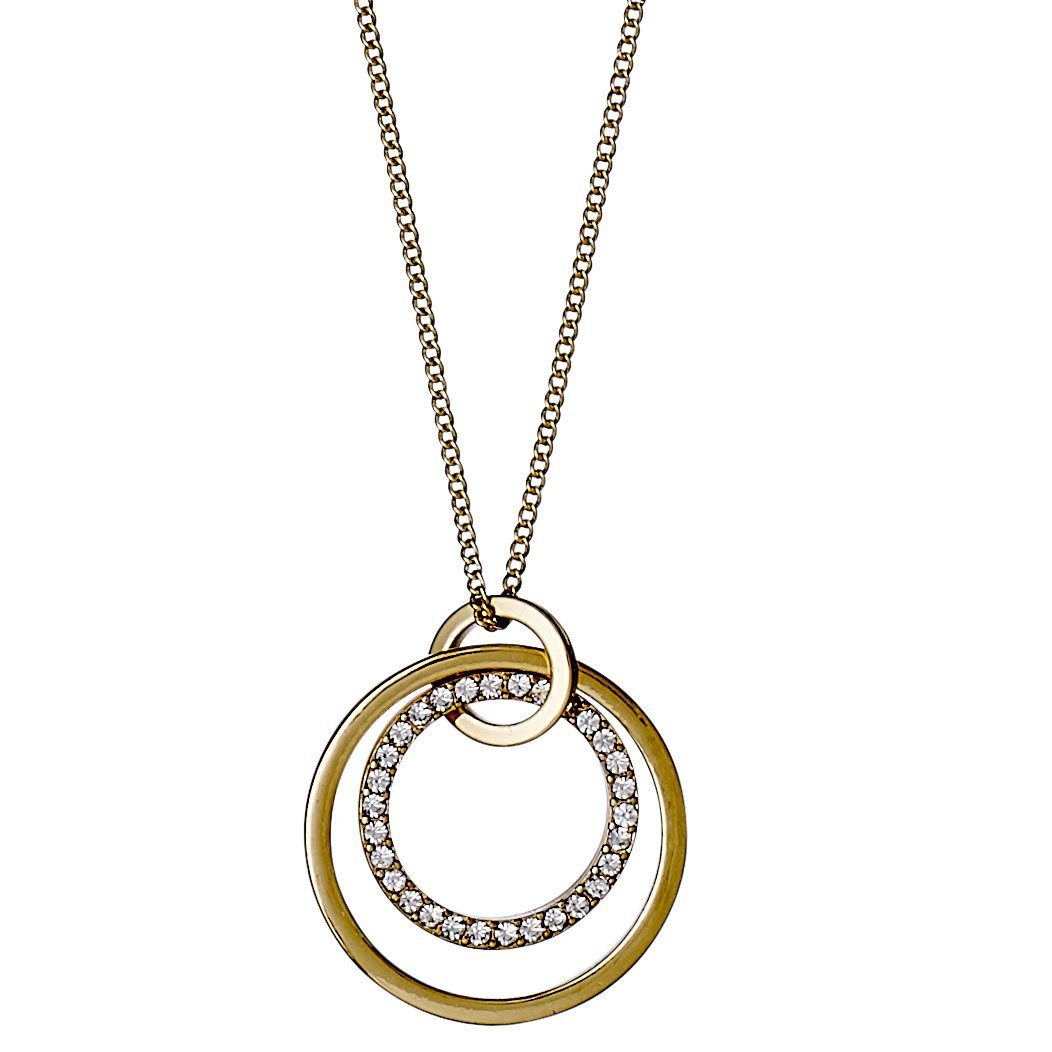 Pilgrim Double Circle Necklace Gold Plated Crystal 50cm 611732001