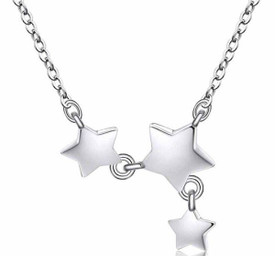 925 Sterling Silver Plated Triple Stars Necklace Choker 38cm + 5cm  + Gift Bag