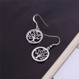 Tree of Life Drop Earrings Silver Plated  + Gift Bag