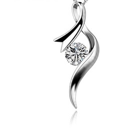 925 Sterling Silver Crystal Swirly CZ Necklace Pendant Chain+Bag