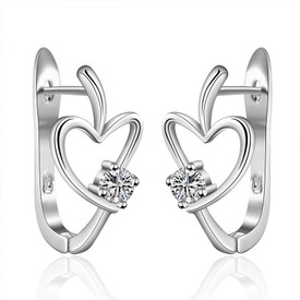 925 Heart Crystal Drop Hook Earrings Sterling Silver Plated + Bag UK