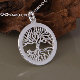 925 Sterling Silver Plated Tree of Life Pendant Necklace 45cm + Gift Bag